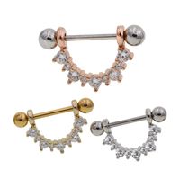 Fashion Piercing Jewelry Simple U-shaped Diamond Titanium Steel Breast Ring main image 6