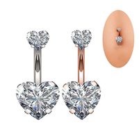 New Zircon Double Heart-shaped Navel Nails Creative Piercing Jewelry main image 2