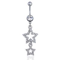 Fashion Piercing Jewelry Diamond Star Pendant Belly Button Ring Wholesale main image 4