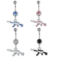 Wholesale Body Piercing Jewelry Gun-shaped Geometric Small Pendant Navel Ring main image 5