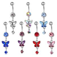 Spot Wholesale European And American Piercing Jewelry Butterfly Strap Belly Button Ring Belly Button Nail main image 1