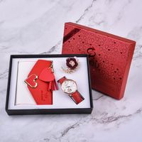 New Creative Fashion Flower Pearl Brooch Watch Wallet Set Mother's Day Gift sku image 5