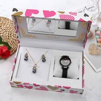 Pearl Rhinestone Pendant Earrings Necklace Ladies Quartz Watch Box Mother's Day Gift main image 3