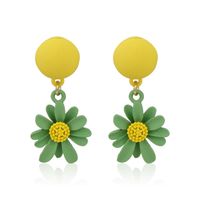 Round Oil Drop Daisy Female Macaron Bow Contrast Color Alloy Earrings main image 6