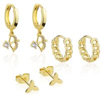 Three-piece Flower Female Simple Heart Shaped Summer Copper Earrings Set main image 6