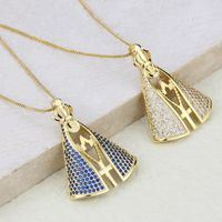 Fashion Cross Crown Shape Virgin Maria Pendant Inlaid Zircon Copper Necklace Wholesale main image 1