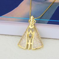 Fashion Cross Crown Shape Virgin Maria Pendant Inlaid Zircon Copper Necklace Wholesale main image 3