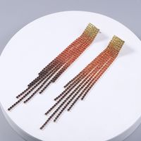 Color Gradient Tassel Shining Claw Chain Alloy Earrings Thin Accessories main image 1