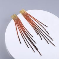 Color Gradient Tassel Shining Claw Chain Alloy Earrings Thin Accessories main image 3