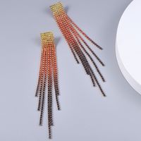 Color Gradient Tassel Shining Claw Chain Alloy Earrings Thin Accessories main image 4