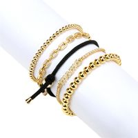 New Fashion Simple Zircon Letter Copper Gold-plated Bracelet Wholesale main image 3