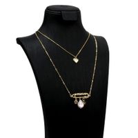 Fashion Inlaid Colored Diamond Letter Mom Copper Necklace main image 1