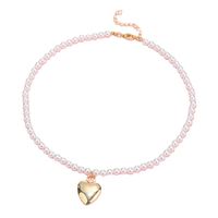 Collier De Perles Pendentif En Forme De Coeur En Alliage Simple À La Mode main image 1