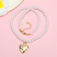 Collier De Perles Pendentif En Forme De Coeur En Alliage Simple À La Mode main image 3