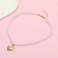 Collier De Perles Pendentif En Forme De Coeur En Alliage Simple À La Mode main image 5