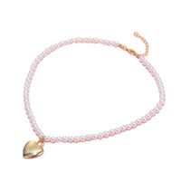 Collier De Perles Pendentif En Forme De Coeur En Alliage Simple À La Mode main image 6