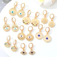 Retro Round Multi-color Devil's Eye Shape Inlaid Zircon Metal Drop Earrings Wholesale main image 2