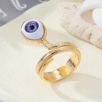 Retro Punk Geometric Snake-shaped Devil's Eye Ring Female main image 4