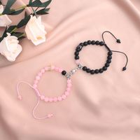 New Zircon Crown Hand-woven Beads Magnetic Clasp Couple Bracelet Set main image 1