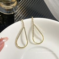 New Tassel Female Diamond Gold Line Drop Thin Alloy Earrings main image 1