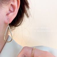 New Tassel Female Diamond Gold Line Drop Thin Alloy Earrings main image 3