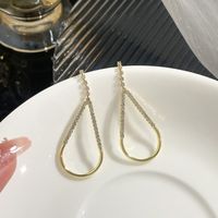 Pendientes De Aleación Fina Con Gota De Línea De Oro Y Diamantes Para Mujer Con Borla Nueva main image 5