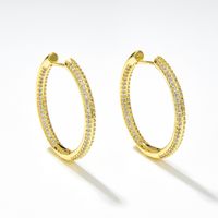 Golden Hollow Zircon Micro-set Copper Gold-plated Round Geometric Earrings main image 1