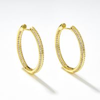 Golden Hollow Zircon Micro-set Copper Gold-plated Round Geometric Earrings main image 2