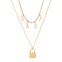 Fashion Retro Letter Baby Necklace Lock Alloy Necklace main image 6