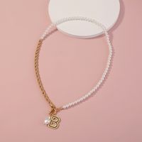 Fashion Baroque Imitation Pearl Letter B Alloy Necklace main image 2