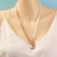 Fashion Baroque Imitation Pearl Letter B Alloy Necklace main image 5