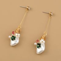 Fashion Long Tassel Korean Style Retro Baroque Pearl Earrings main image 2