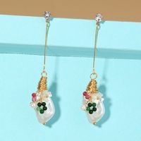 Fashion Long Tassel Korean Style Retro Baroque Pearl Earrings main image 4