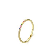 New Korean S925 Sterling Silver Simple Inlaid Rainbow Stone Fine Ring Female sku image 6