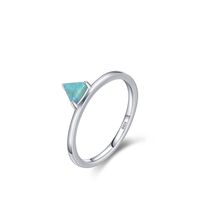 Fashion S925 Silver Ring Female Korean Inlaid Opal Geometric Single Ring sku image 1