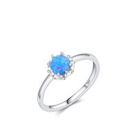 Fashion S925 Silver Geometric Crown Inlaid Opal Ring Female sku image 1