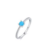 S925 Silver Korean Geometric Inlaid Turquoise Ring Female sku image 1