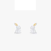 S925 Sterling Silver Frosted Simple Cute Rabbit Earrings Female sku image 1