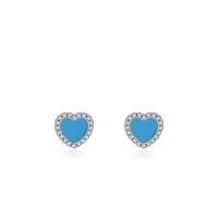 S925 Sterling Silver Heart-shaped Turquoise Stud Earrings Female sku image 1