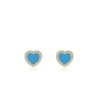 S925 Sterling Silver Heart-shaped Turquoise Stud Earrings Female sku image 2