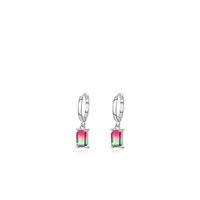 New S925 Silver  Watermelon Tourmaline Contrast Color Earrings sku image 3