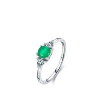 Fashion S925 Silver Inlaid Round Emerald Fine Ring Female sku image 1