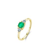 Fashion S925 Silver Inlaid Round Emerald Fine Ring Female sku image 7