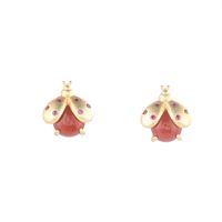 S925 Sterling Silver Gold-plated Inlaid Red Agate Worm Earrings sku image 2