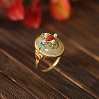 S925 Sterling Silver Epoxy Craft Embellished Red Agate Pearl Ladies Ring sku image 1