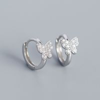 Fashion S925 Silver Butterfly-encrusted Diamond Earrings Female sku image 3