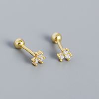 S925 Silver Flower Diamond Mini Screw Ear Bone Stud Sweet Earrings sku image 2