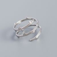 Simple S925 Silver Rattan Branch Texture Geometric Open Ring sku image 1