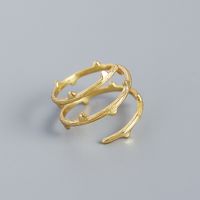 Simple S925 Silver Rattan Branch Texture Geometric Open Ring sku image 2