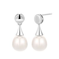 New Retro S925 Silver Pearl Women's Fashion White Water Drop Earrings sku image 1